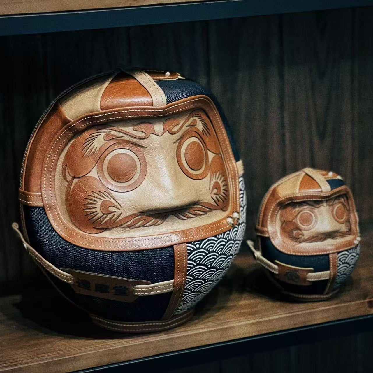 Leather Daruma | Seigaiha Edition
