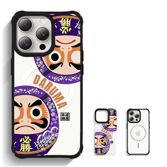 磁吸手機殼|必勝達摩 | 紫色透明底