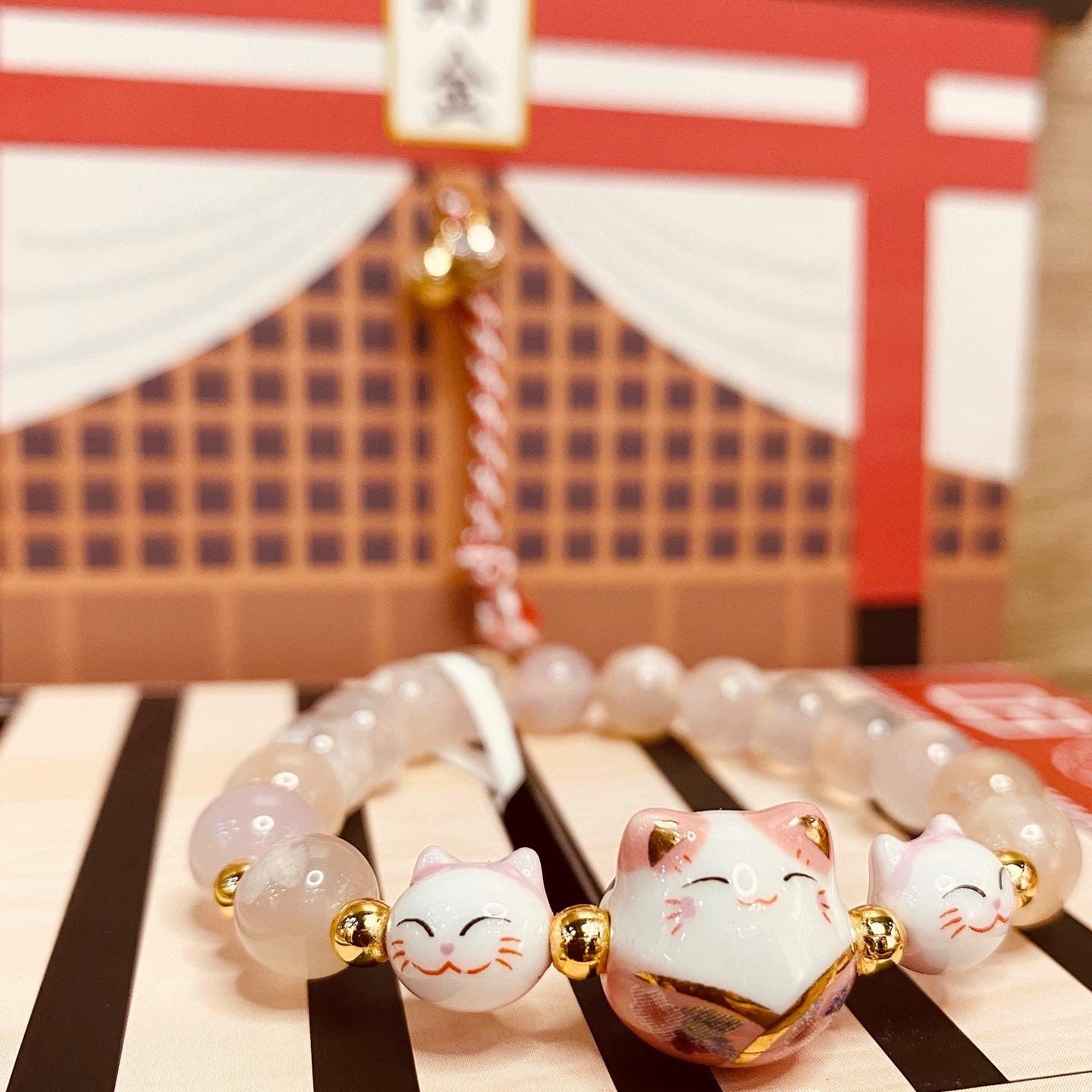 招財猫櫻花瑪瑙
