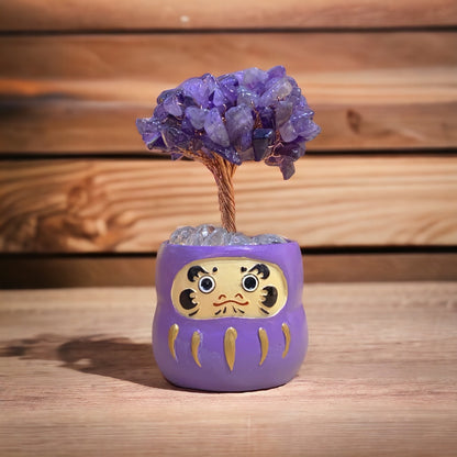 迷你達摩水晶樹 | 招財開運擺件 | Mini Daruma Crystal Tree