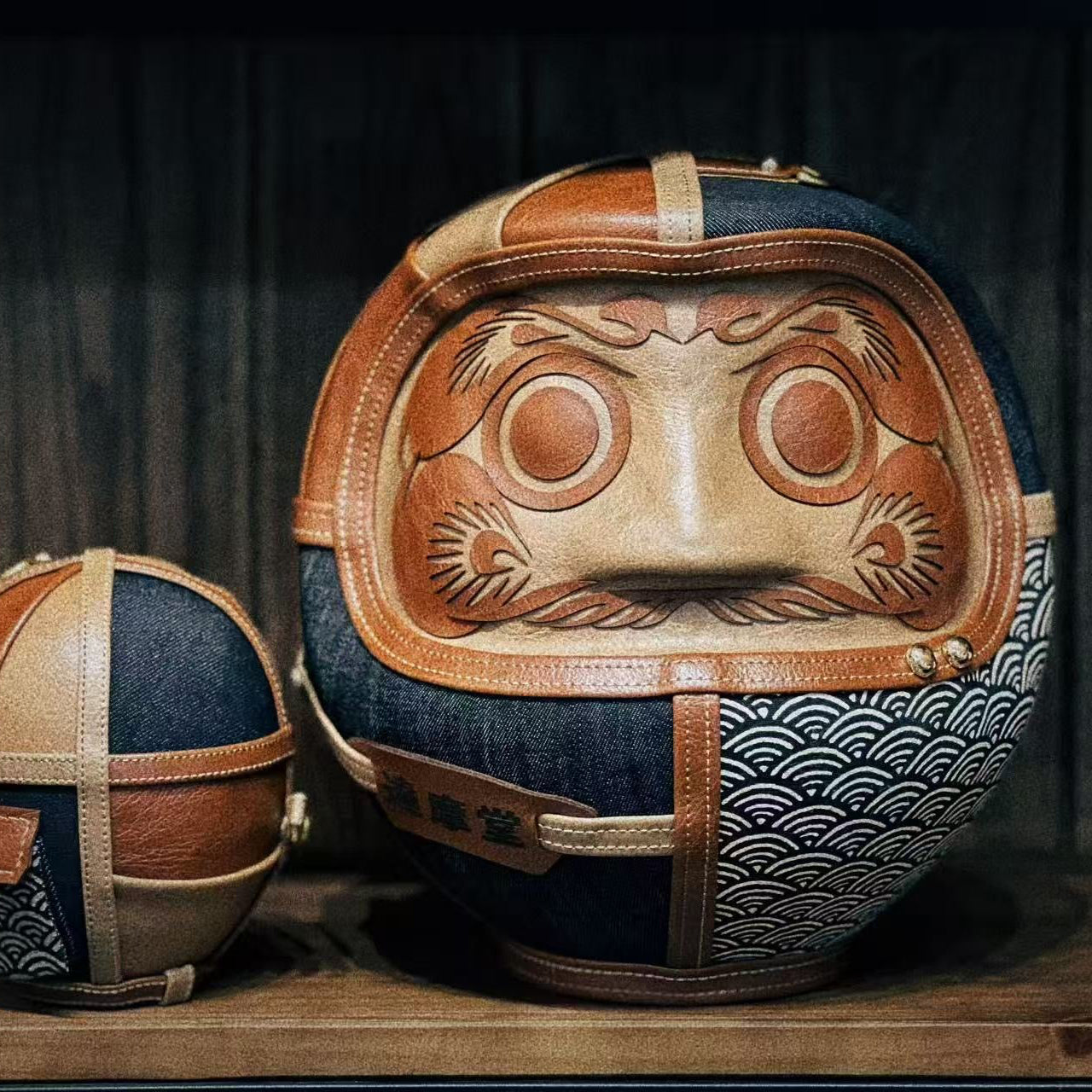 Leather Daruma | Seigaiha Edition