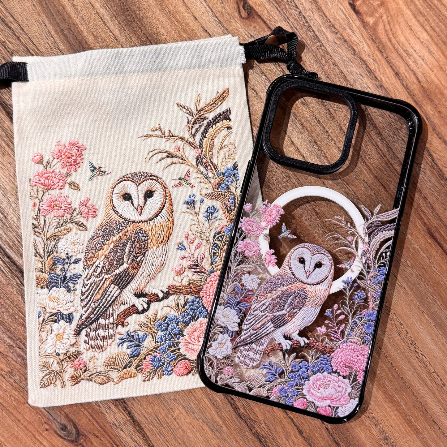磁吸手機殼｜刺繡猫頭鷹 | 不包磁吸支架