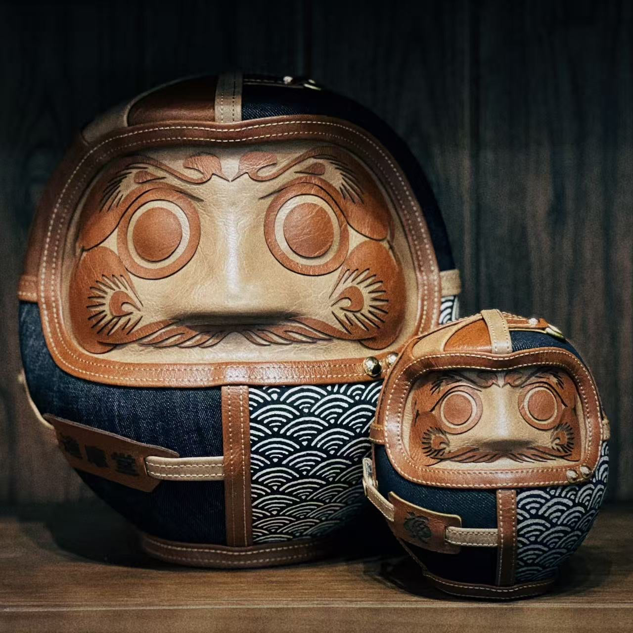 Leather Daruma | Seigaiha Edition