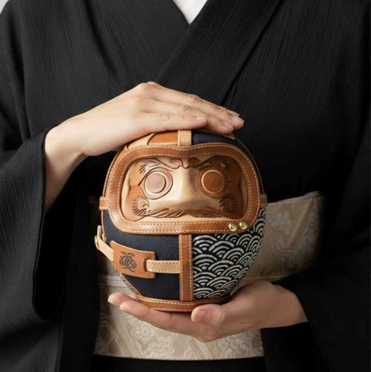 Leather Daruma | Seigaiha Edition