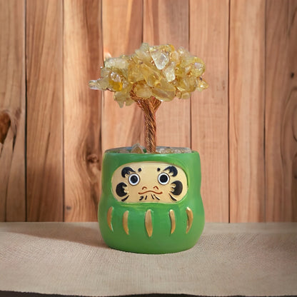 迷你達摩水晶樹 | 招財開運擺件 | Mini Daruma Crystal Tree