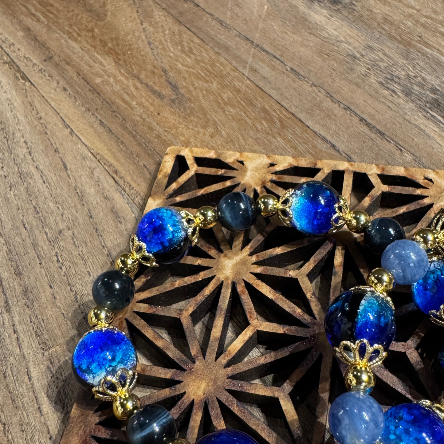 Blue Tiger's Eye Black Daruma Bracelet