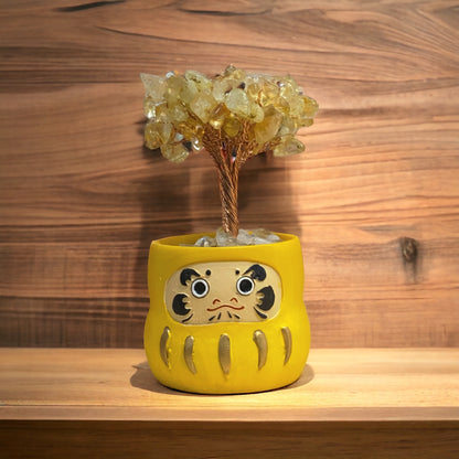 迷你達摩水晶樹 | 招財開運擺件 | Mini Daruma Crystal Tree