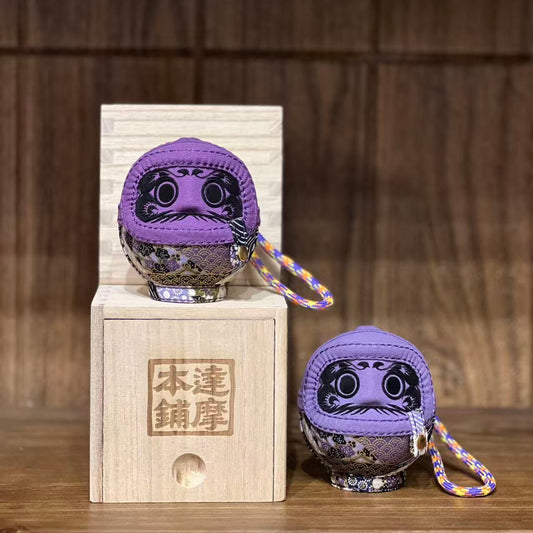 Japanese Handcrafted Purple Gold Foil Linen Daruma