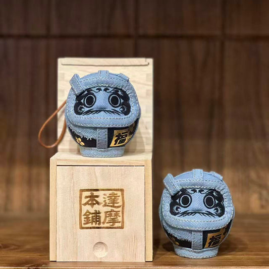 Japanese Handcrafted Light Blue Denim Daruma