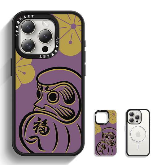 Magnetic Phone Case | Japanese Daruma | Purple | Magnetic stand not included