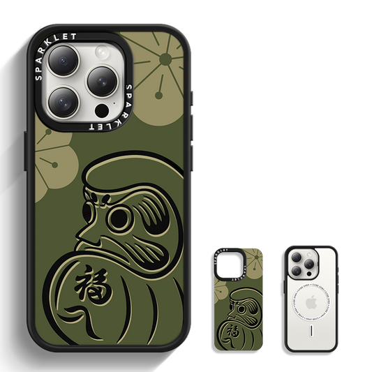 Magnetic Phone Case | Japanese Daruma | Green | Magnetic Stand Not Included