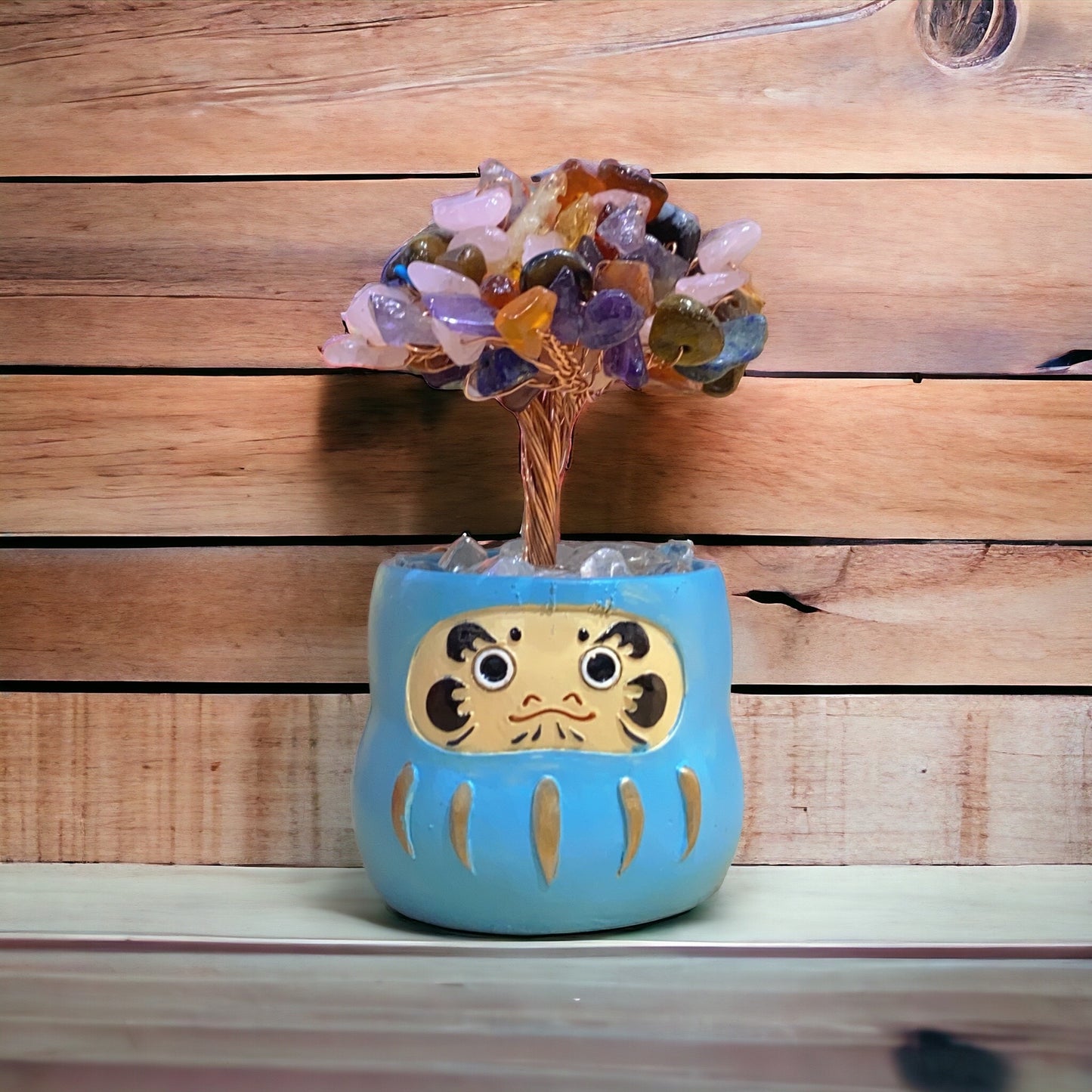 迷你達摩水晶樹 | 招財開運擺件 | Mini Daruma Crystal Tree