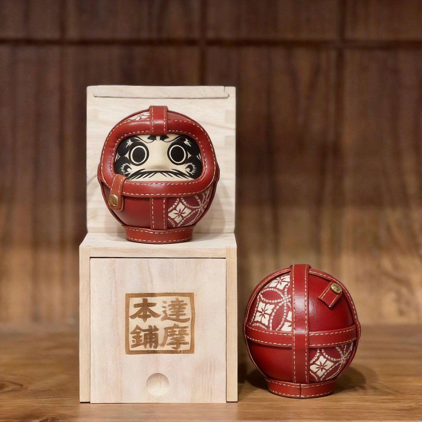 日本手工達摩擺件  | 紅色人造皮革款 | Japanese Handcrafted Red Faux Leather Daruma