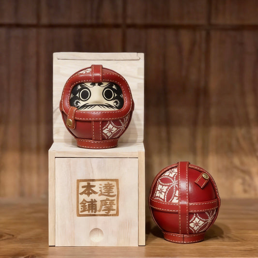Japanese Handcrafted Red Faux Leather Daruma