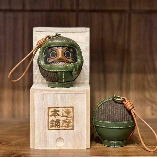 Japanese Handcrafted Green Faux Leather Daruma