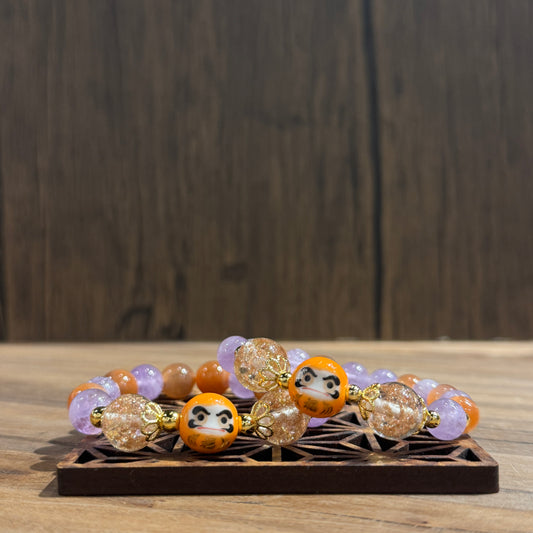 薰衣草紫晶 橙月光達摩  | Lavender Amethyst Orange Moonstone Daruma Bracelet