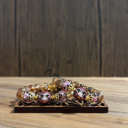 黑金髮晶達摩手串｜ Black Gold Rutilated Quartz Daruma Bracelet