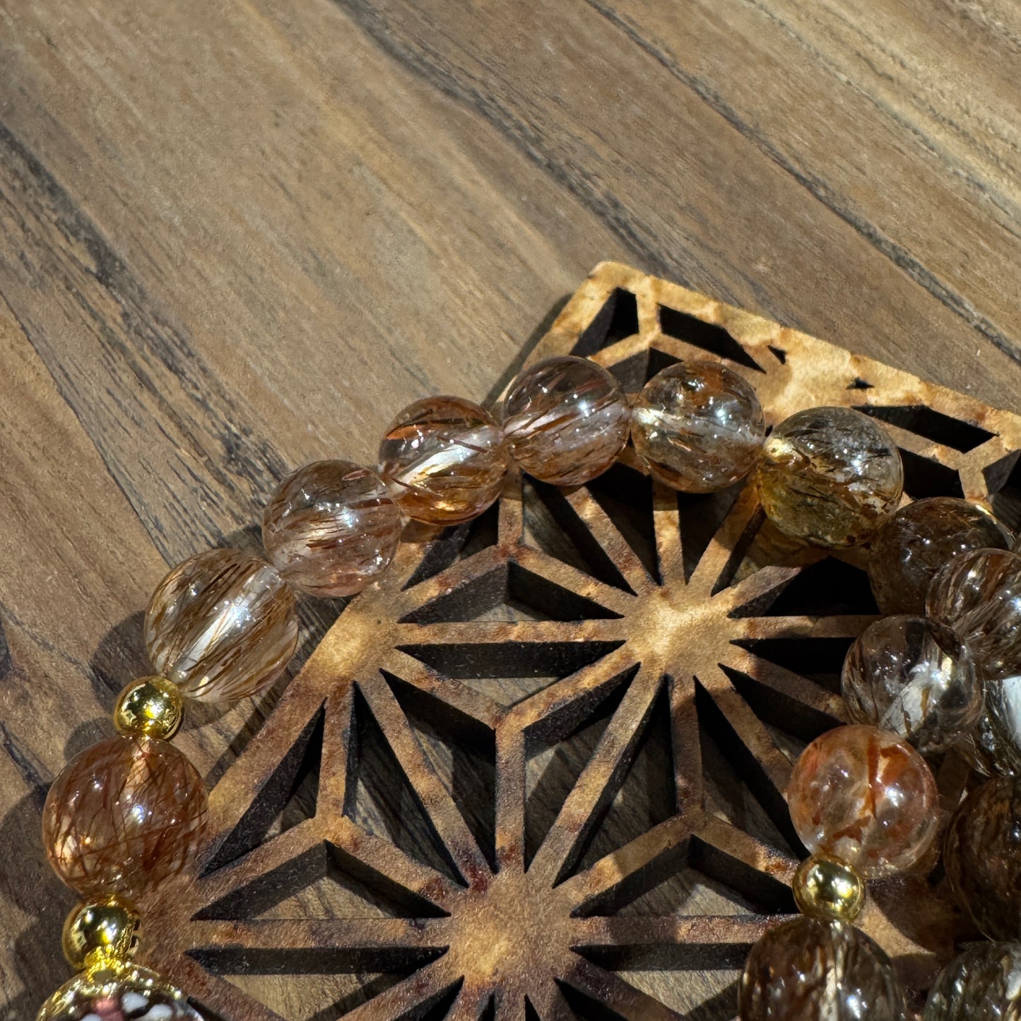 黑金髮晶達摩手串｜ Black Gold Rutilated Quartz Daruma Bracelet