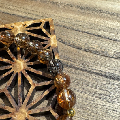 黑金髮晶達摩手串｜ Black Gold Rutilated Quartz Daruma Bracelet