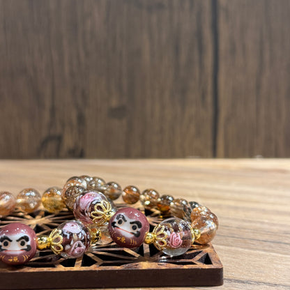 黑金髮晶達摩手串｜ Black Gold Rutilated Quartz Daruma Bracelet