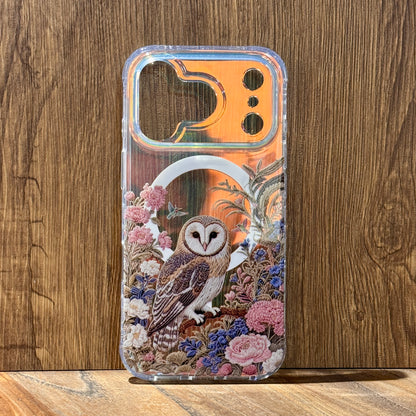雷射手機殼｜仿刺繡猫頭鷹 | 不包磁吸支架