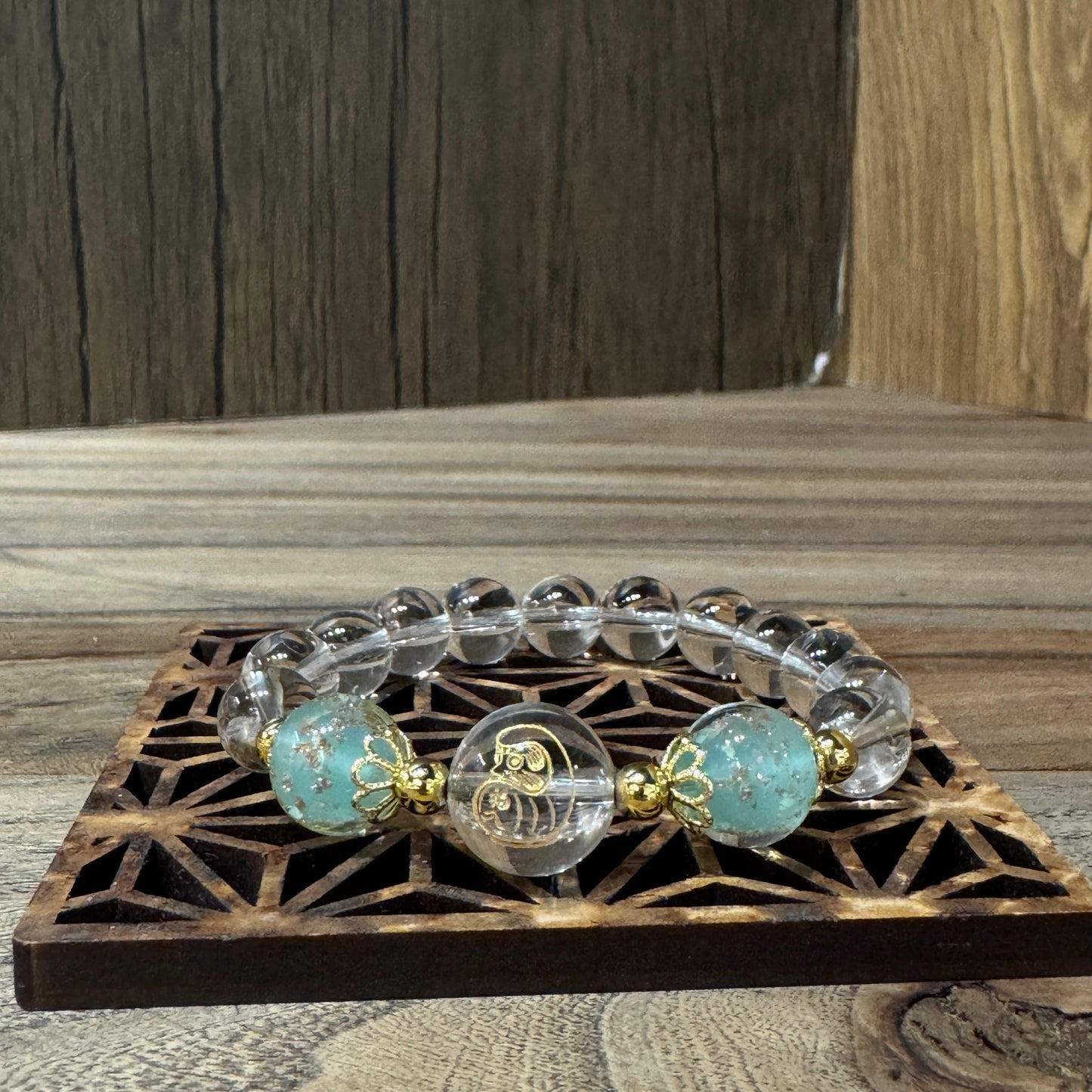 白水晶達摩雕刻手串 | Clear Quartz Daruma Bracelet