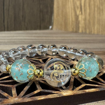 白水晶達摩雕刻手串 | Clear Quartz Daruma Bracelet