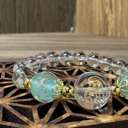 白水晶達摩雕刻手串 | Clear Quartz Daruma Bracelet