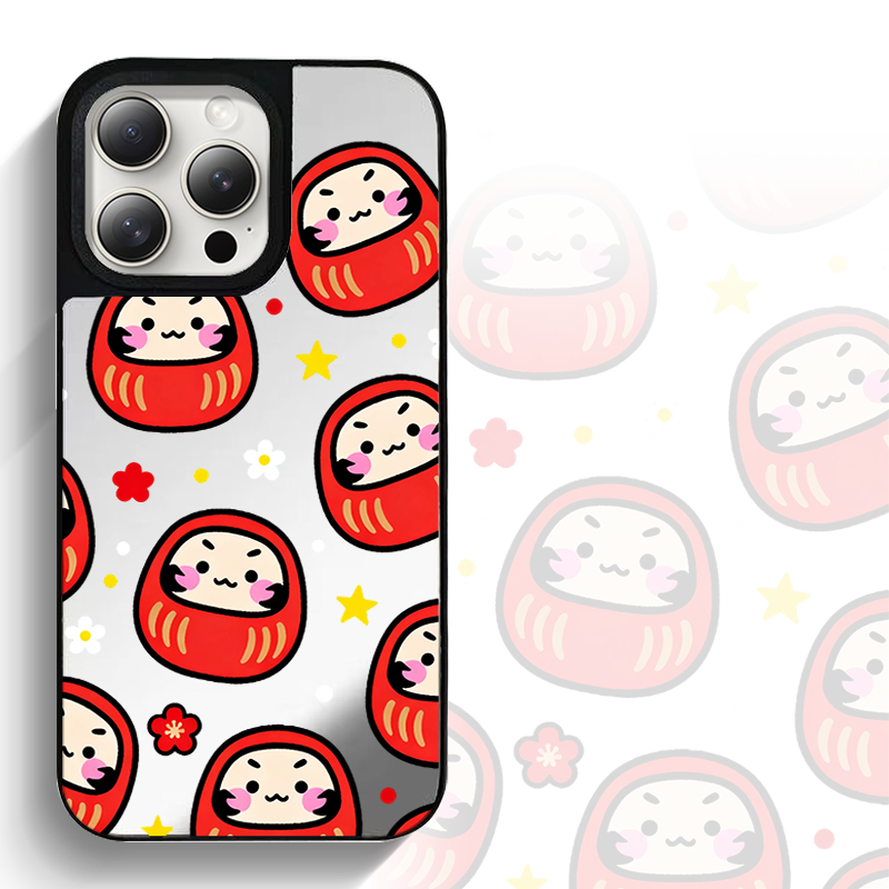 鏡面手機殼｜萌達摩｜紅色 | 不包磁吸支架