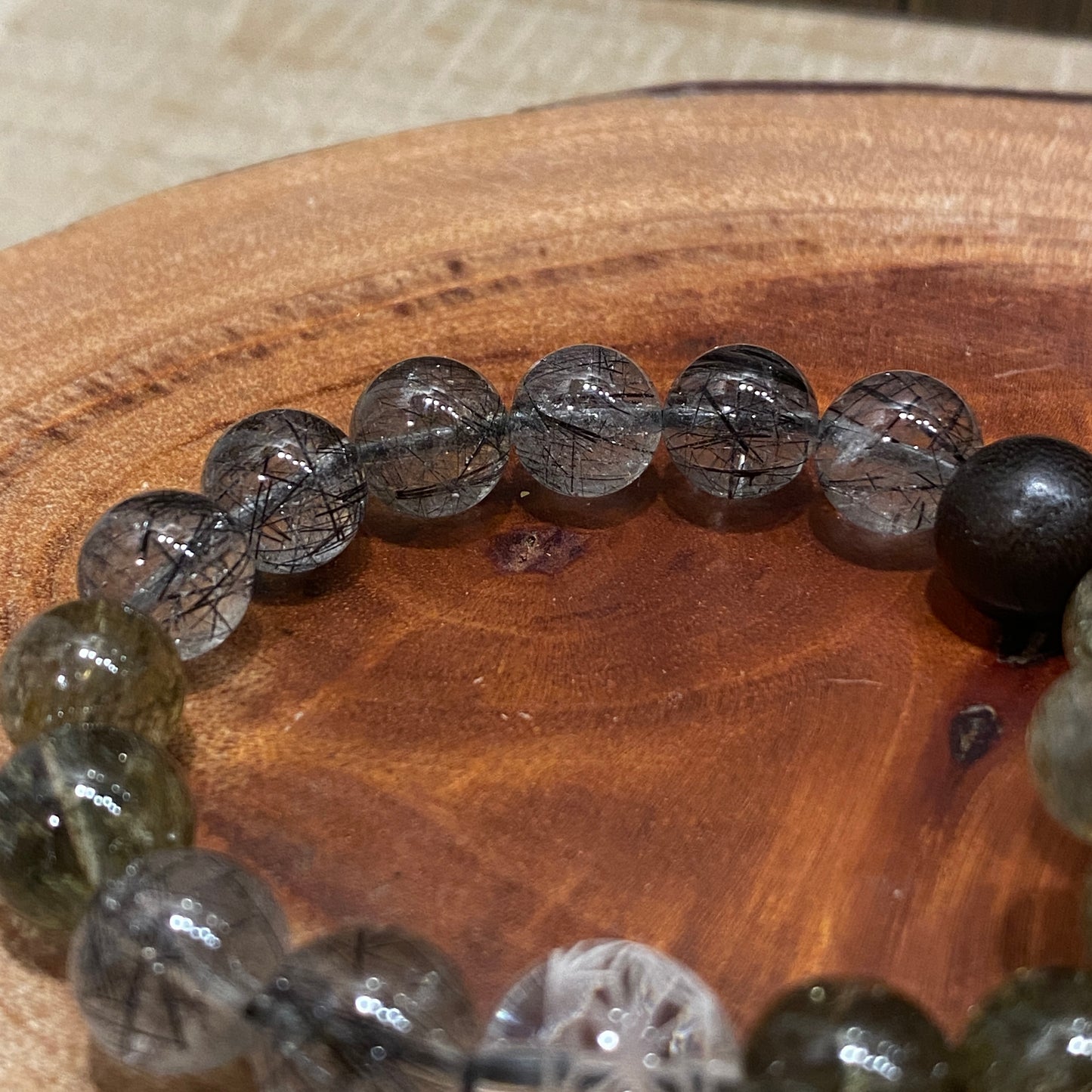 日本麻の葉｜黑髮晶｜綠碧髮手串 | Japanese Asanoha Crystal Bracelet