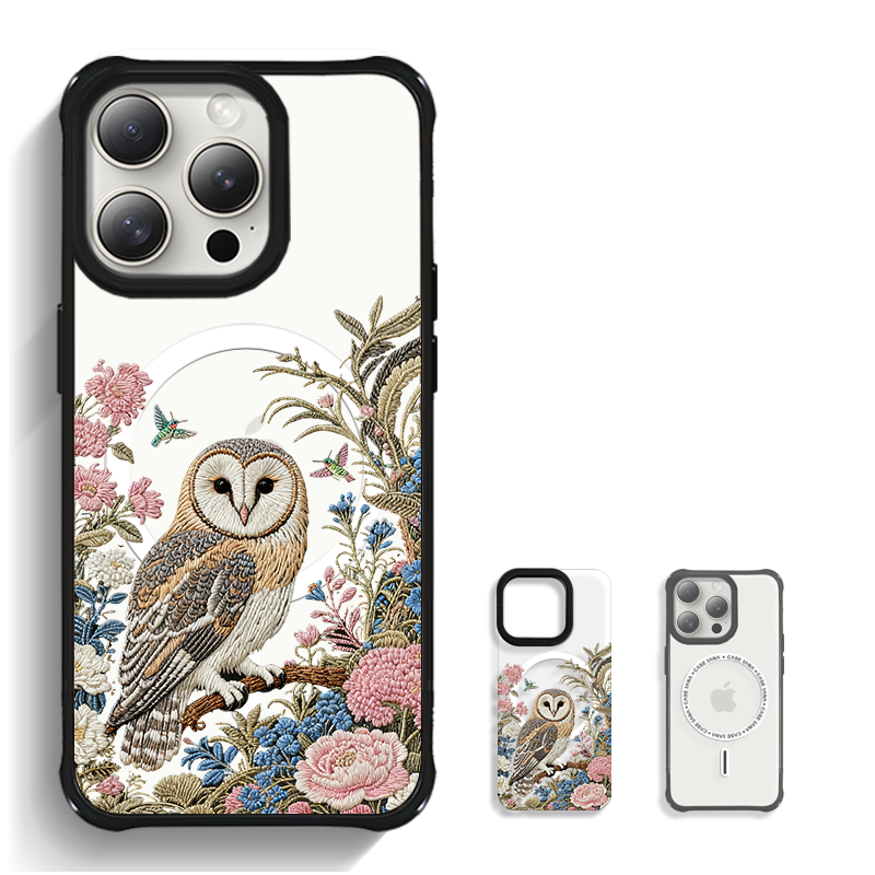 磁吸手機殼｜刺繡猫頭鷹 | 不包磁吸支架