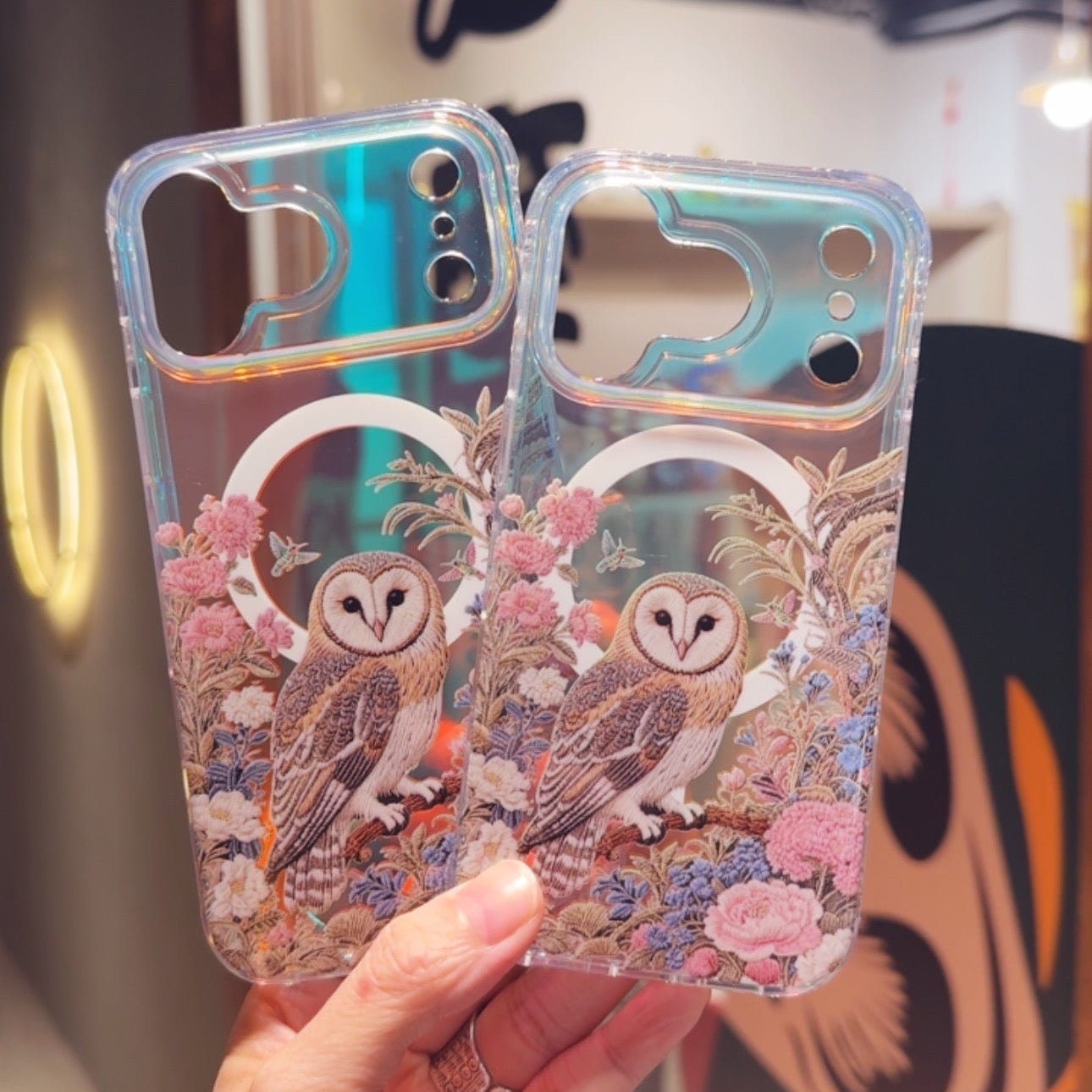 雷射手機殼｜仿刺繡猫頭鷹 | 不包磁吸支架